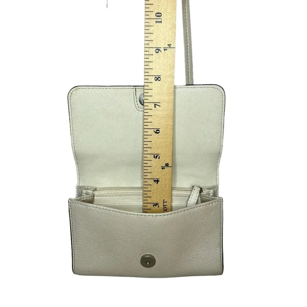 Coach Pearl Cream Metallic Crossbody Wallet Convertible Leather Crossbody Purse - Picture 13 of 14